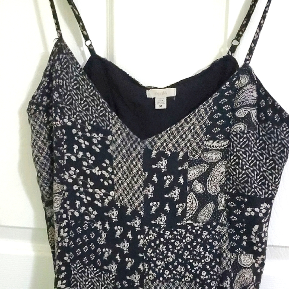 Uo Ecote Black Patchwork Spaghetti Strap Lace Sum… - image 3